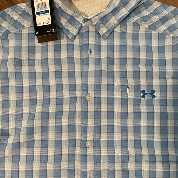 Men's Under Armour Dockside Button-Down Shirt blue plaid - Picture 6 of 6